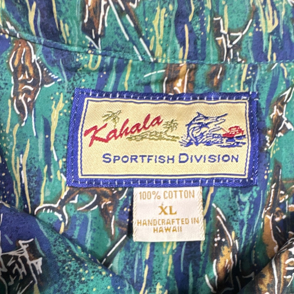 Vintage Kahala Sportfish Division Hawaiian Shirt XL Fishing Boats Marlin Hawaii - Picture 2 of 7